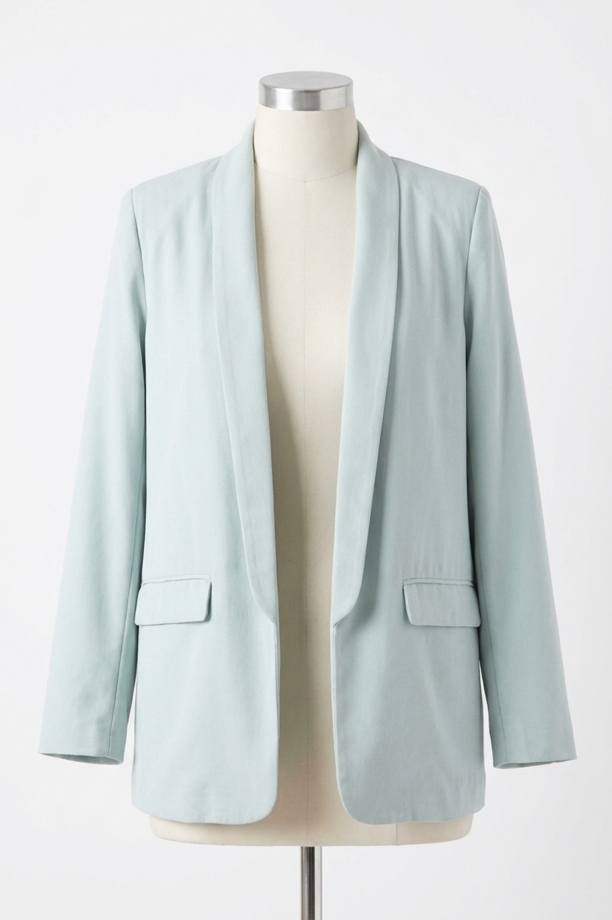 NEW KORI long sleeve button blazer - plus in powder blue